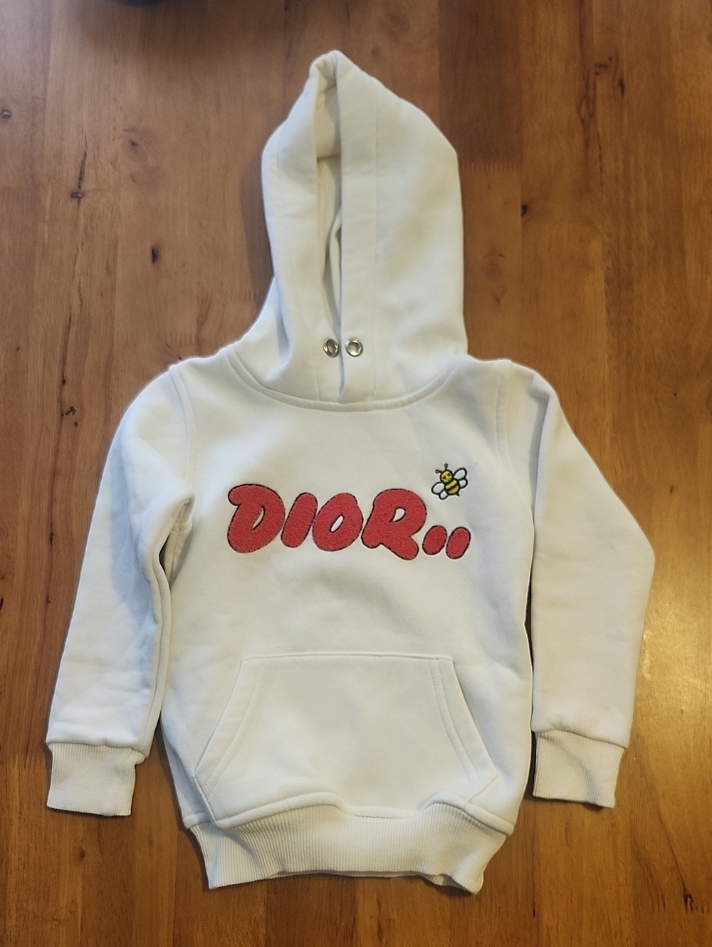 White Kids Hoodie with Red Script Logo/Size 18-24 Months